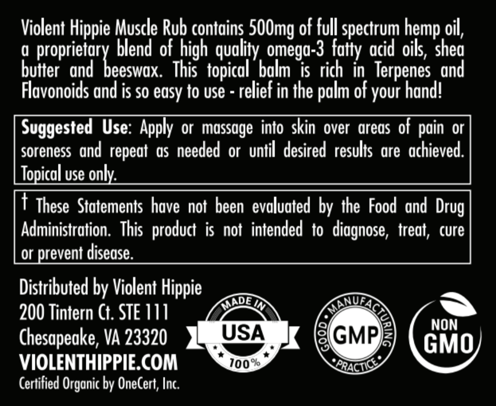 Violent Hippie™ Full Spectrum Muscle Rub 500mg (USDA Certified Organic)